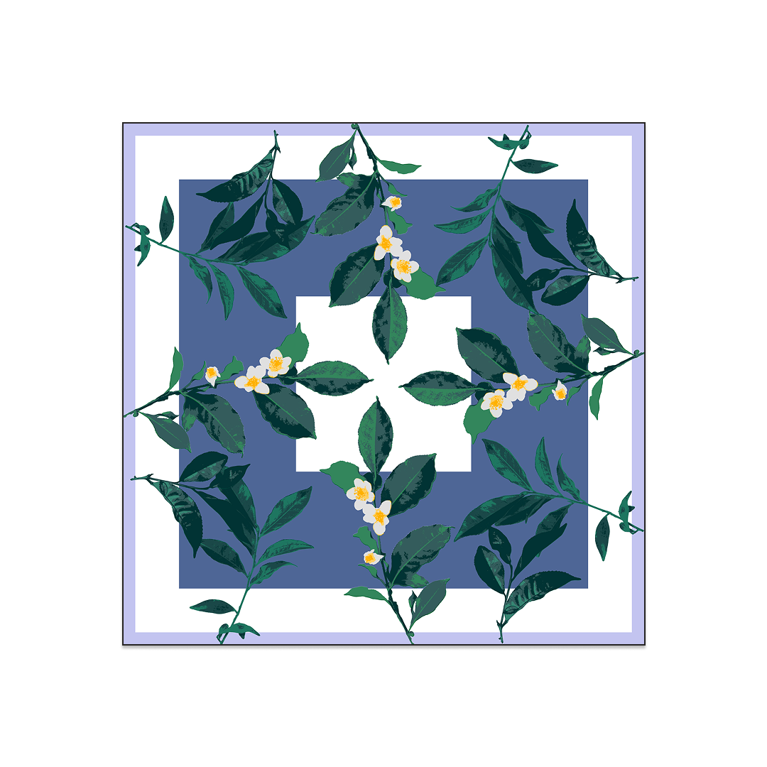 Camelia Hand-Block Printed Classic Silk Twill Carré