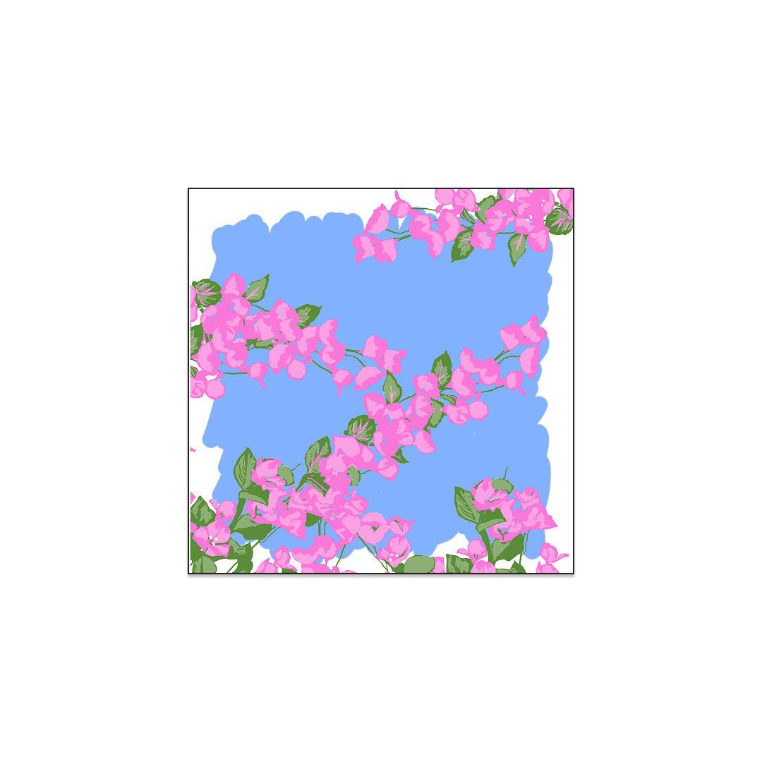 Bougainvillea Hand-Block Printed Mini Silk Twill Scarf