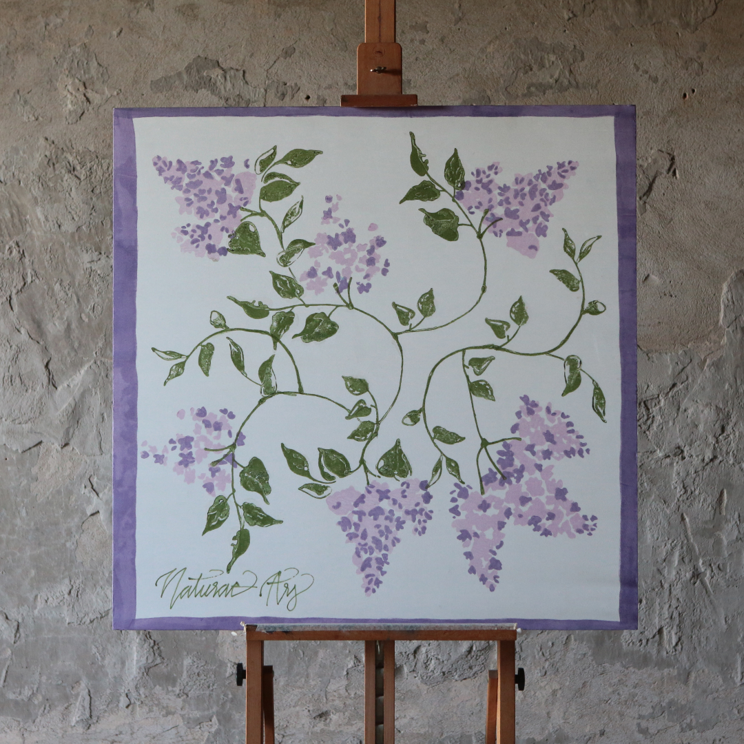 Lilla' Hand-Block Printed Midi Modal-Linen-Silk Scarf