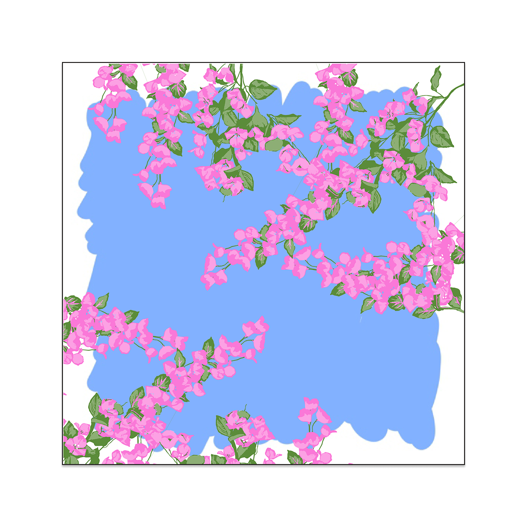 Bougainvillea Hand-Block Printed Oversized Modal-Linen-Silk Scarf