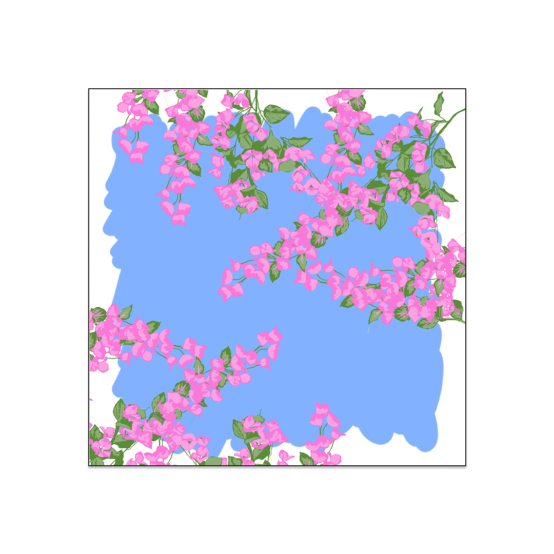 Bougainvillea Hand-Block Printed Classic Silk Twill Carré