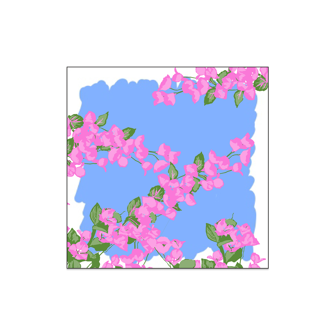 Bougainvillea Hand-Block Printed Midi Modal-Linen-Silk Scarf