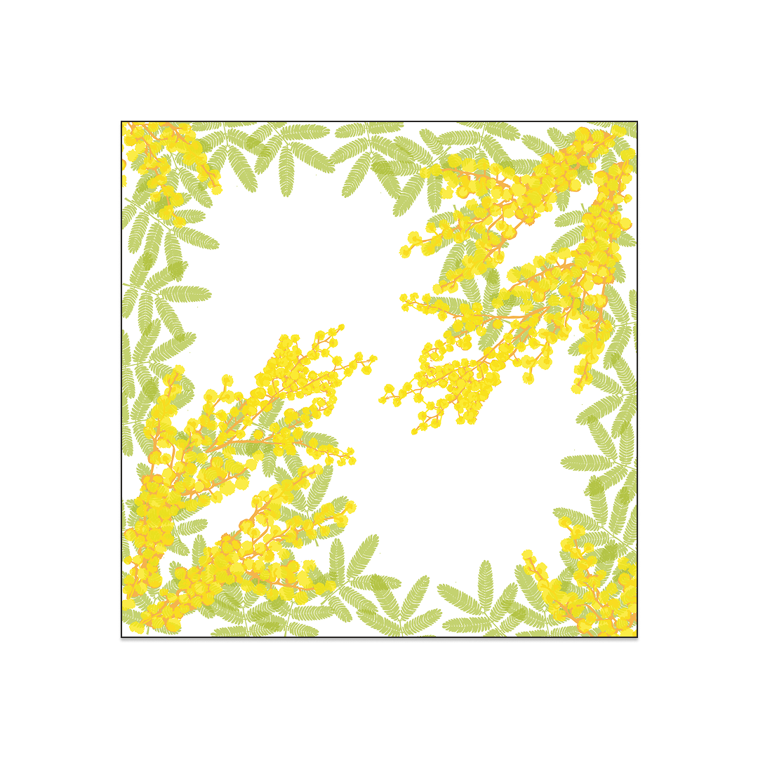 Mimosa Hand-Block Printed Classic Silk Twill Carré