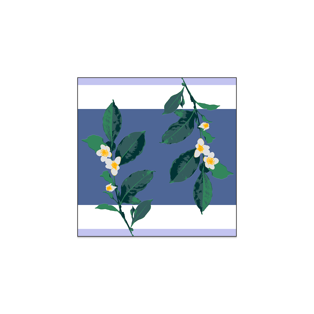 Camelia Hand-Block Printed Mini Silk Twill Scarf